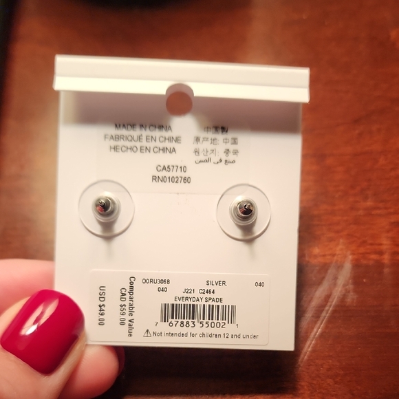 Kate Spade Silver Spade Stud Earrings - Picture 2 of 3